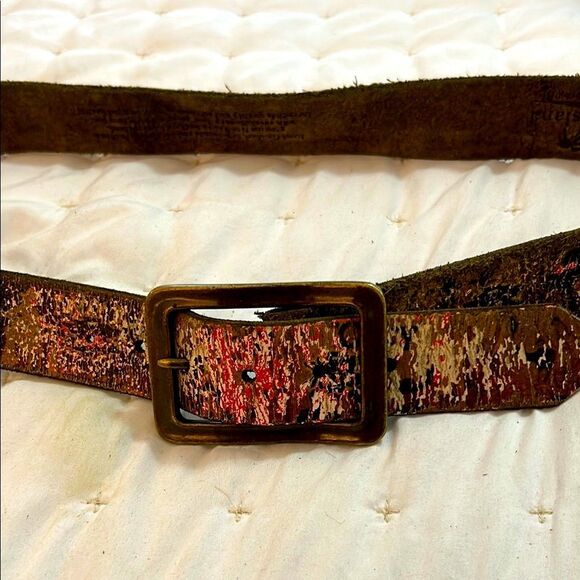LEATHER ISLAND BY BILL LAVIS PERFECTLY DISTRESSED MEN'S leather belt size 38 - Picture 2 of 13